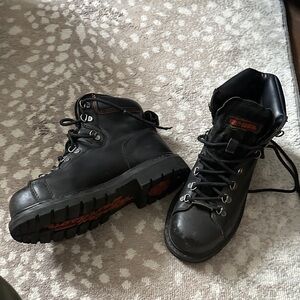 Black Harley Davidson steel toe combat Boots